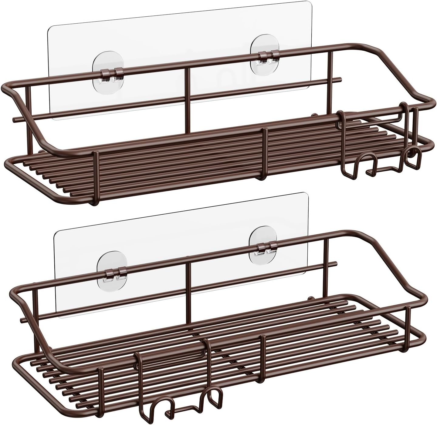 Nieifi Shower Caddy Shelf Storage Rack Adhesive Without Drilling Stainless Steel with Hooks for
