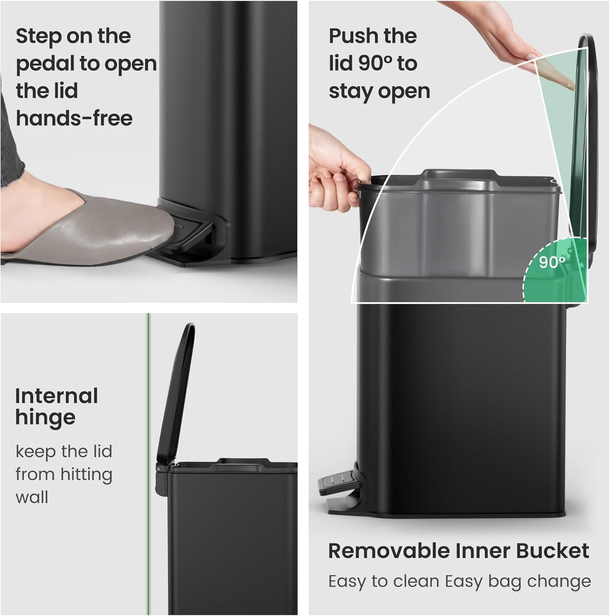 Cesun Small Bathroom Trash Can with Lid Soft Close, Step Pedal, 6 Liter / 1.6 Gallon Stainless