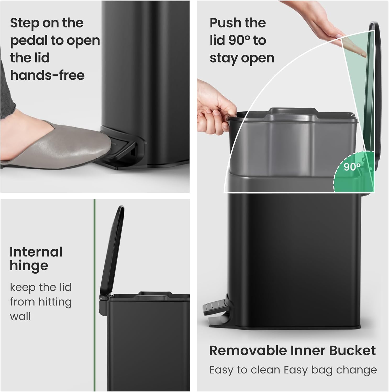 Cesun Small Bathroom Trash Can with Lid Soft Close, Step Pedal, 6 Liter / 1.6 Gallon Stainless