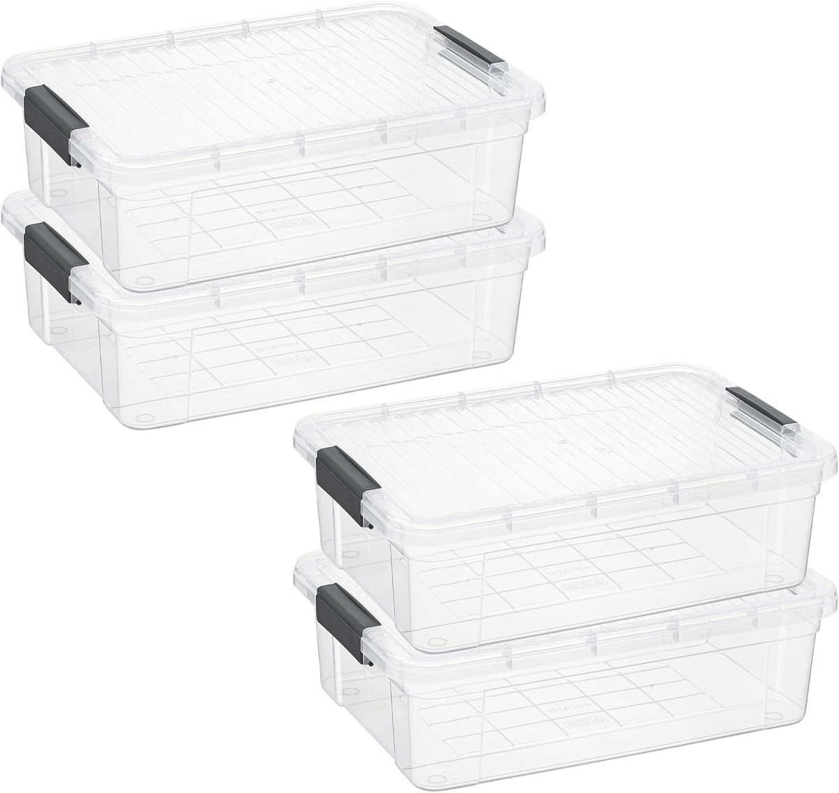 Superio Storage Bins with Lids, Clear Plastic Containers for Organizing, Stackable Totes, BPA Free