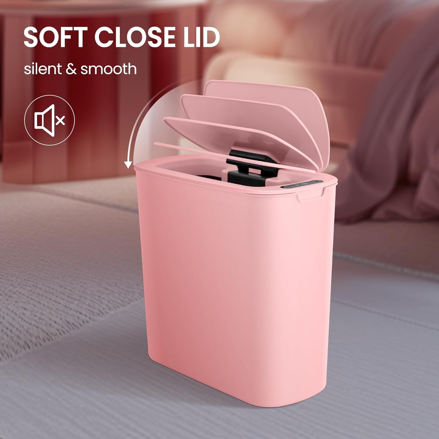 Cesun Automatic Motion Sensor Bathroom Trash Can with Lid, 2.6 Gallon Touchless Trash Bin, Smart