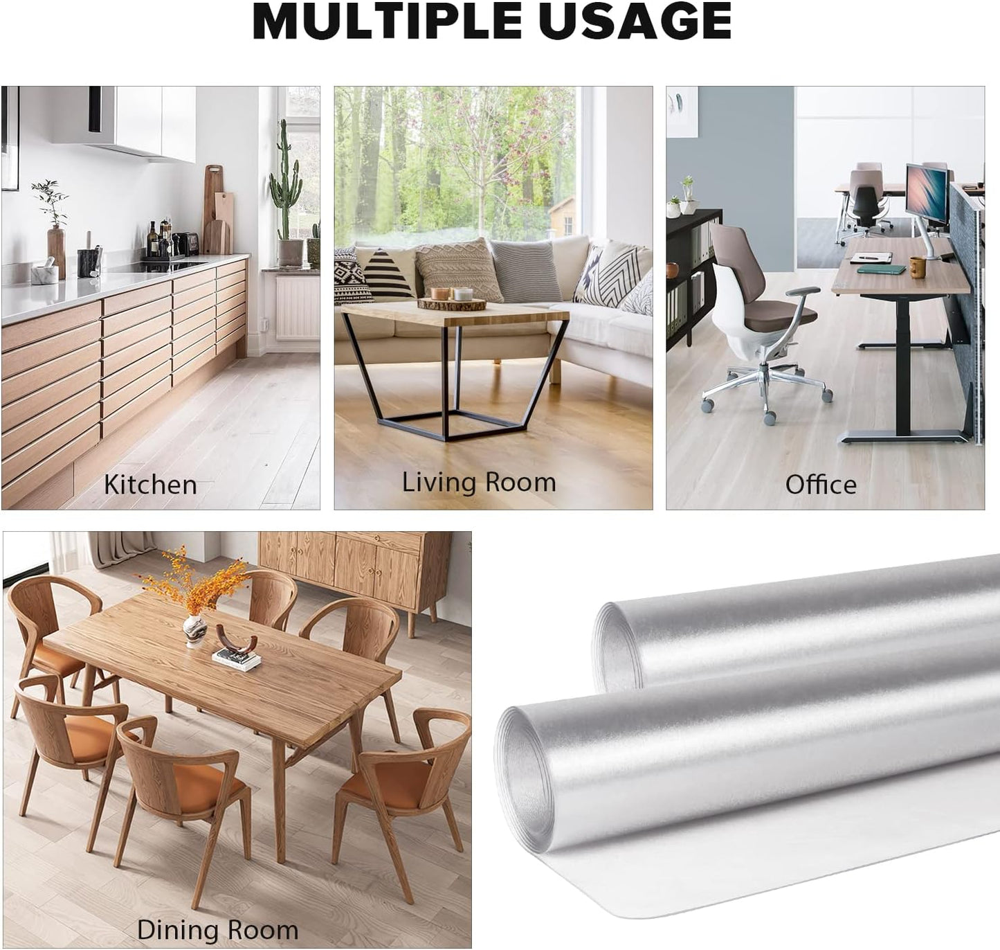 Floor Mats for Home, 6'×9' Clear Area Rug for Dining Room, Durable Non-Slip Hard Floor Rolling