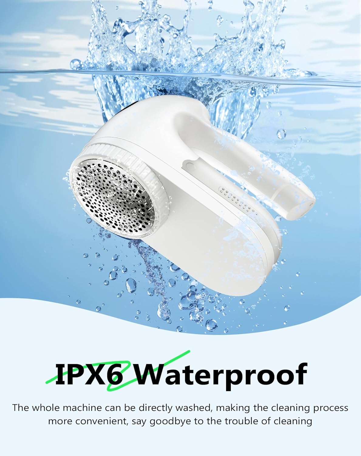 IPX6 Waterproof Washable Electric Fabric Shaver and Lint Remover, Rechargeable Sweater Defuzzer