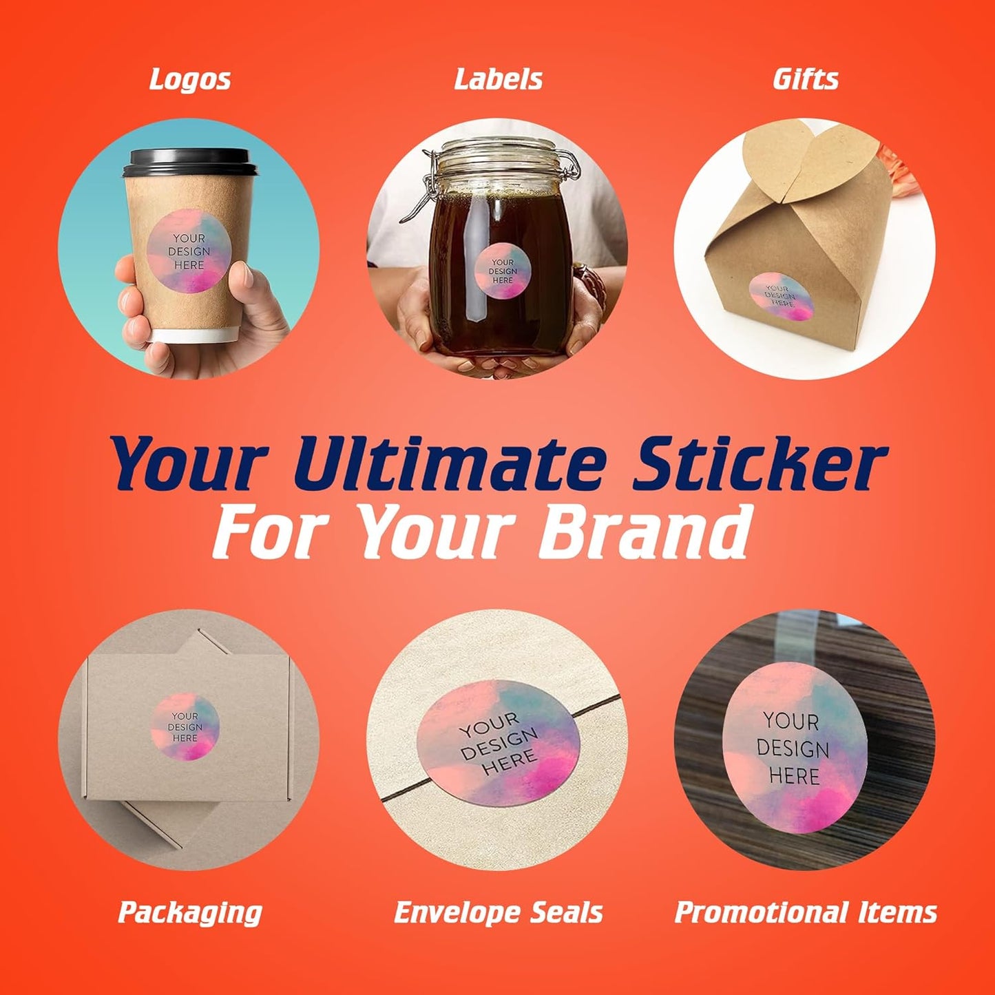 100 Custom Vinyl Stickers - Upload Your own Image, Text, Design, Logo - Personalized Logo Labels