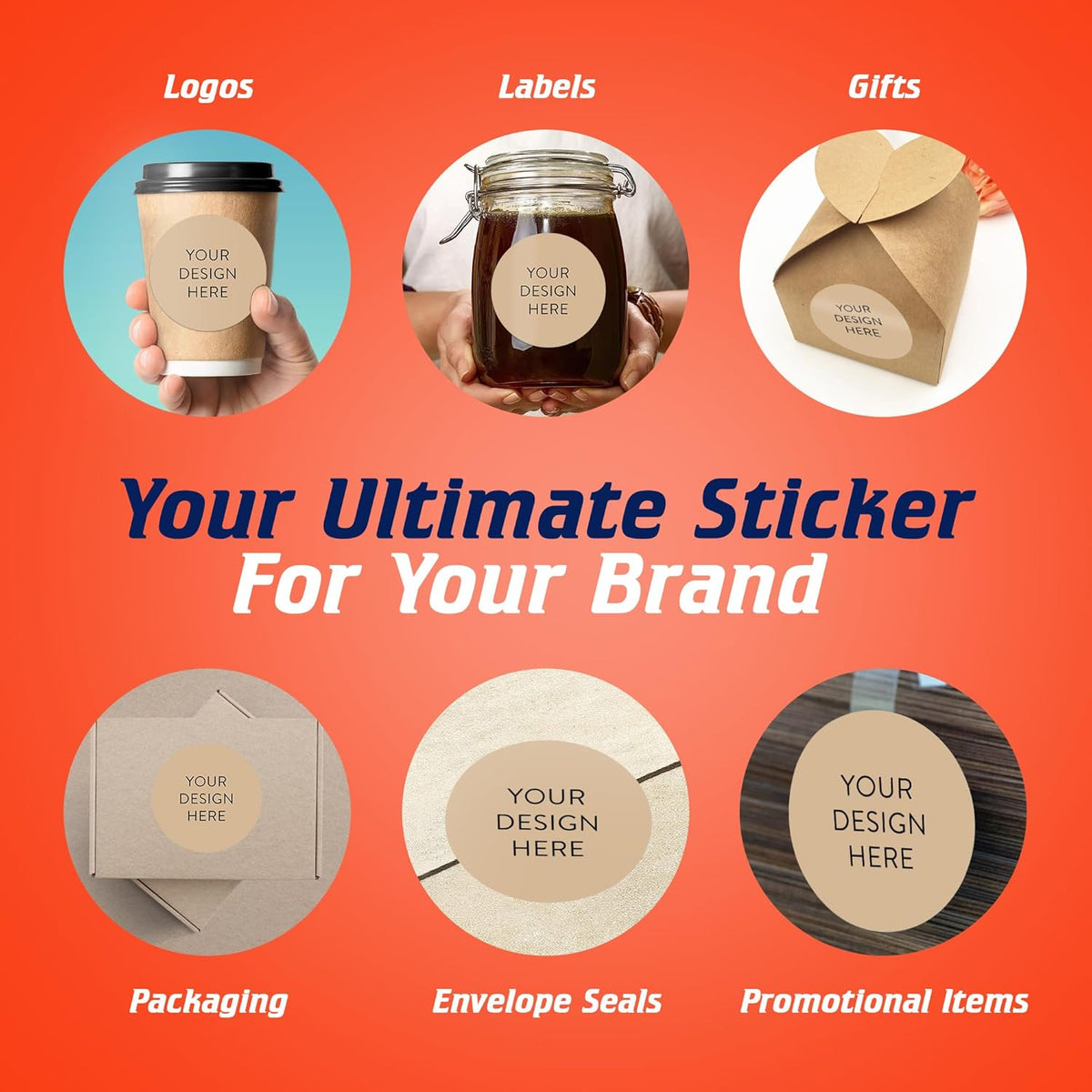 100 Custom Vinyl Stickers - Upload Your own Image, Text, Design, Logo - Personalized Logo Labels