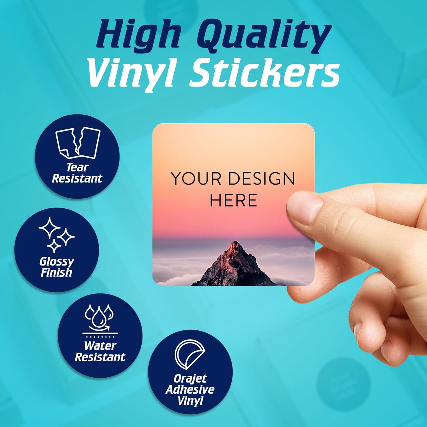 100 Custom Vinyl Stickers - Upload Your own Image, Text, Design, Logo - Personalized Logo Labels