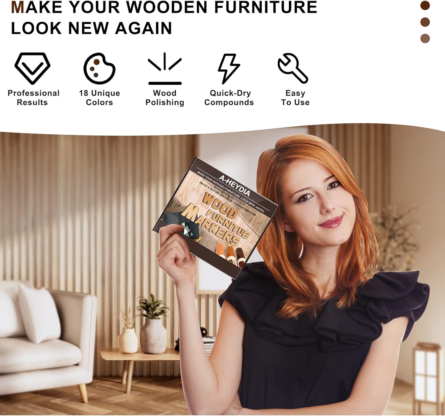 Furniture Markers Touch Up Kit - New Upgrade 18 Colors Wood Scratch Repair Kit with Beeswax