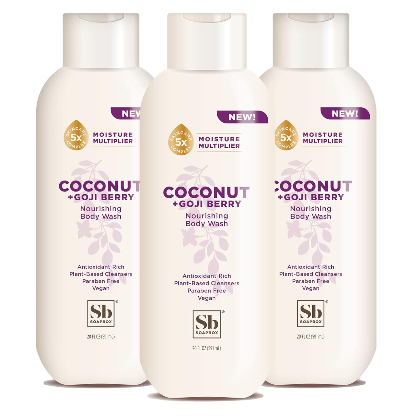 Soapbox Body Wash, Coconut + Goji Berry Body Wash for Women, Men, Vegan + Antioxidant Rich
