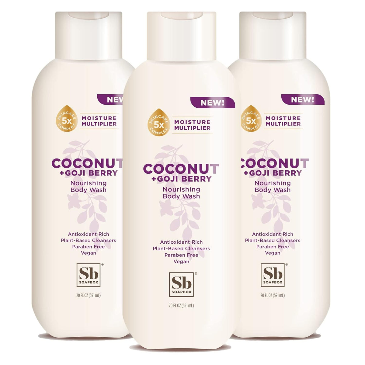 Soapbox Body Wash, Coconut + Goji Berry Body Wash for Women, Men, Vegan + Antioxidant Rich