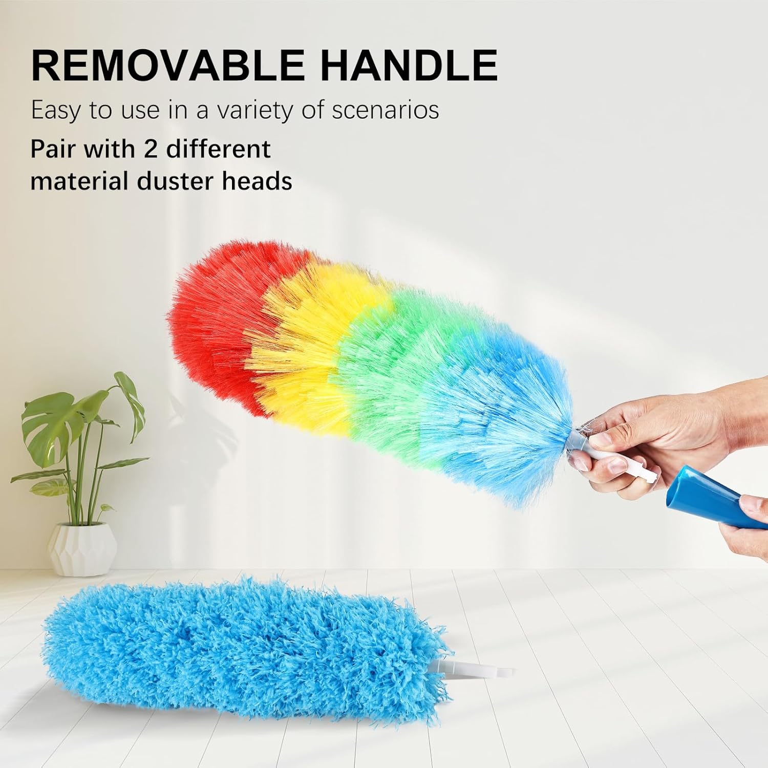 Rainbow Static Duster 24inch Reusable Microfiber Electrostatic Dusters with 2 Beandable and