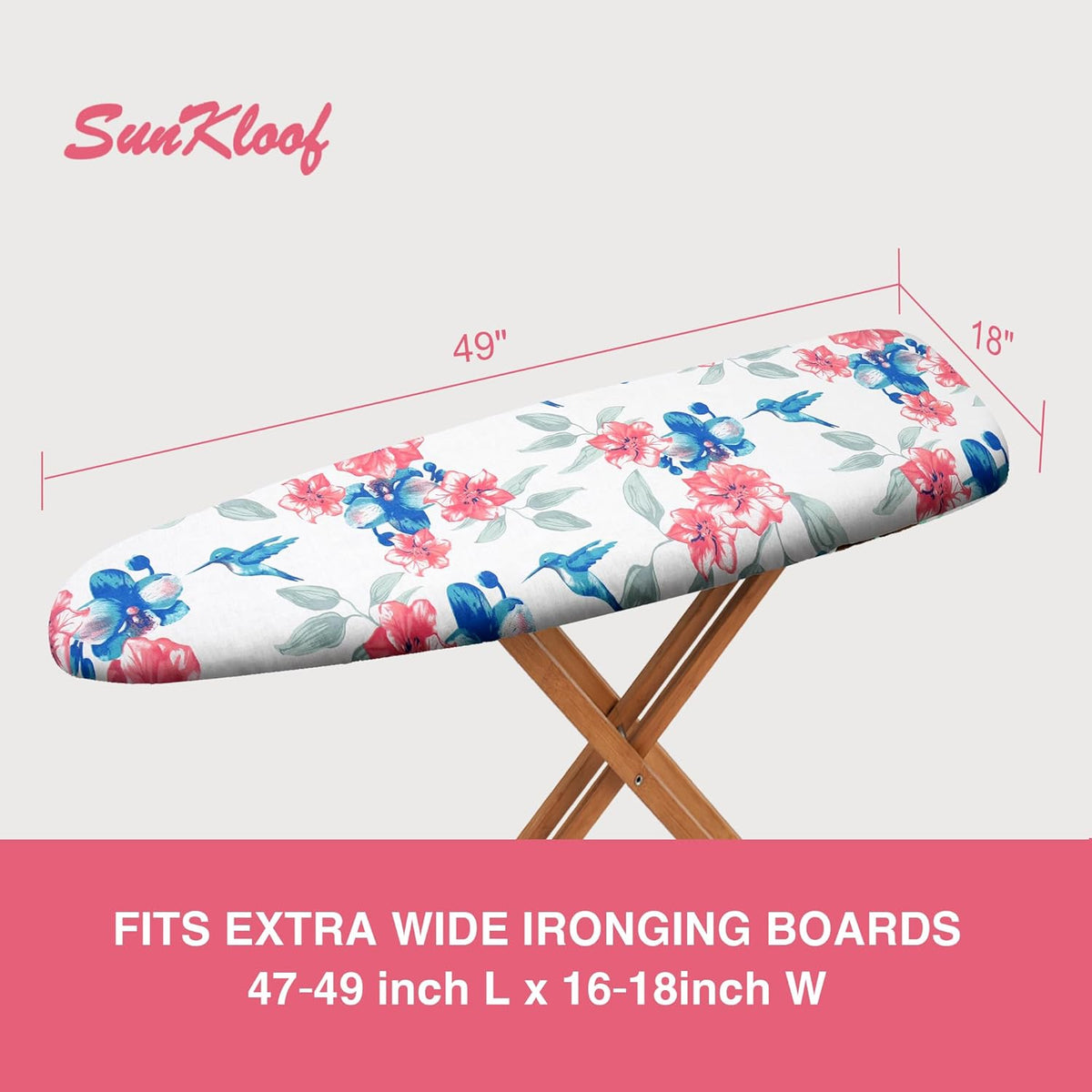 Extra Wide Ironing Board Cover and Pad,18X49 Reflective Silicone Ironing Board Cover,Resist