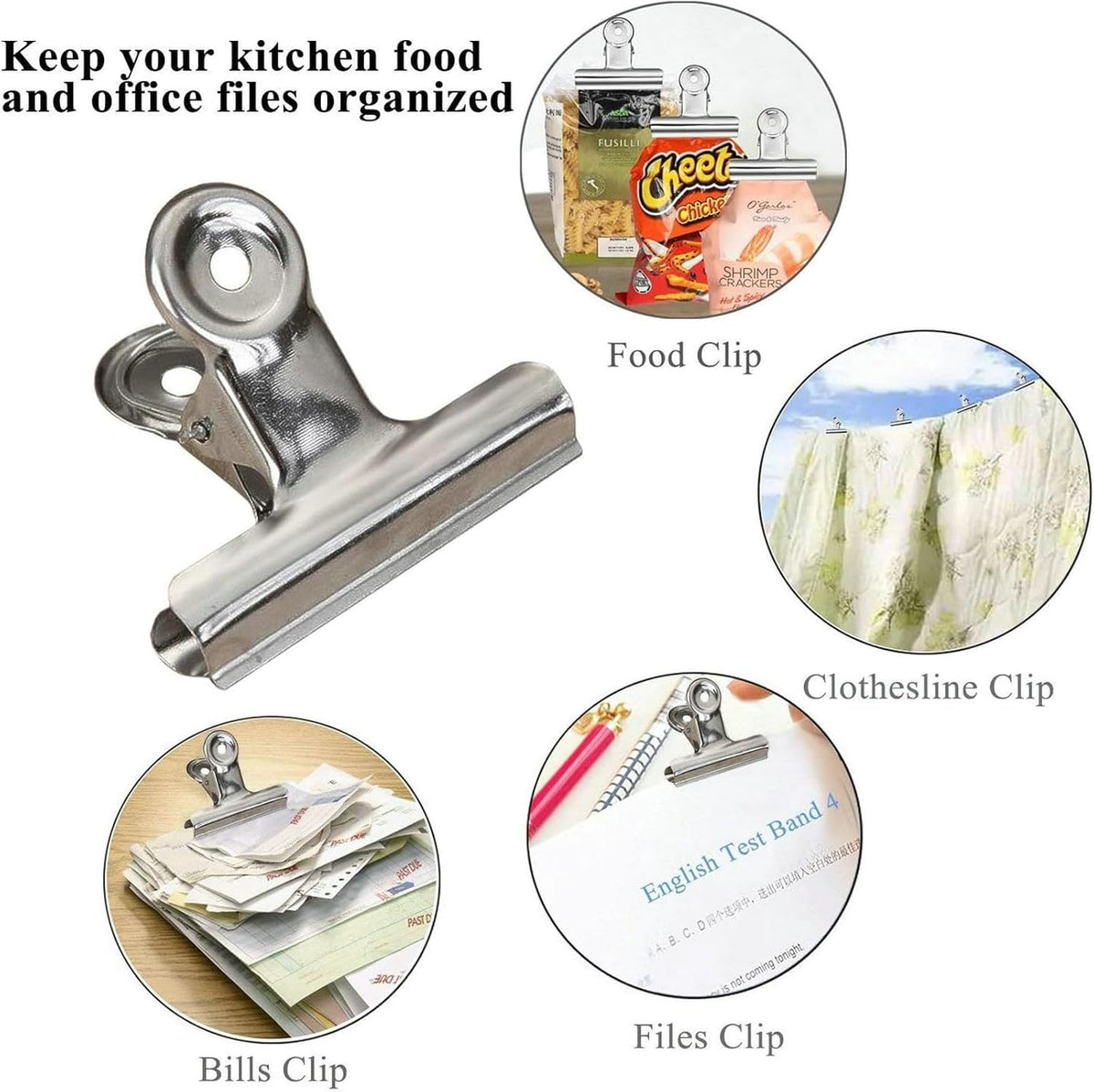 18 Pack Stainless Steel Chip Bag Clips Heavy Duty Food Bags Clamp Clips for Kitchen Office
