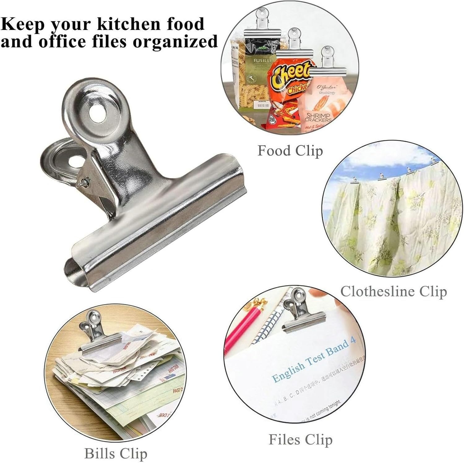 18 Pack Stainless Steel Chip Bag Clips Heavy Duty Food Bags Clamp Clips for Kitchen Office School