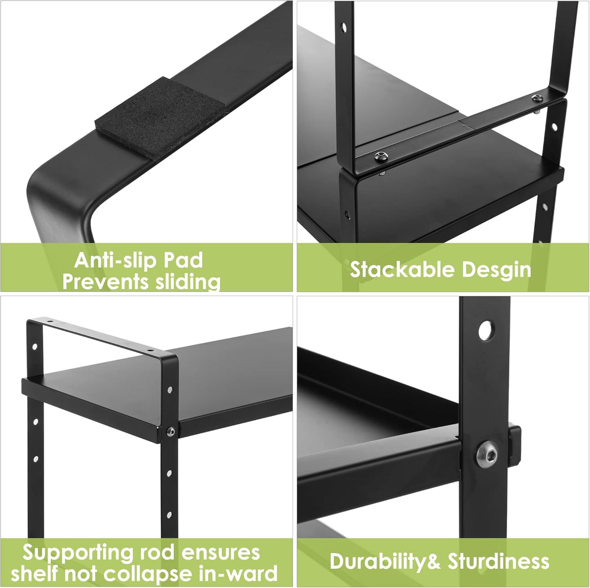 Expandable Cabinet Shelf Organizer Rack, Stackable Kitchen Countertop Organizer Storage Shelves