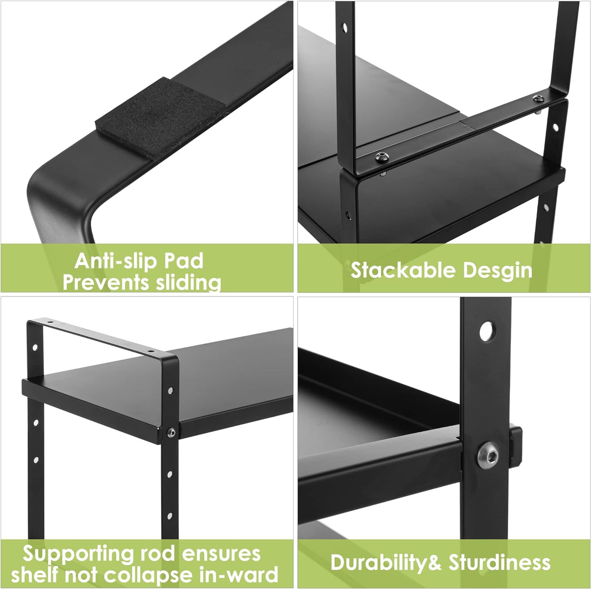Expandable Cabinet Shelf Organizer Rack, Stackable Kitchen Counter Storage Shelves Stand