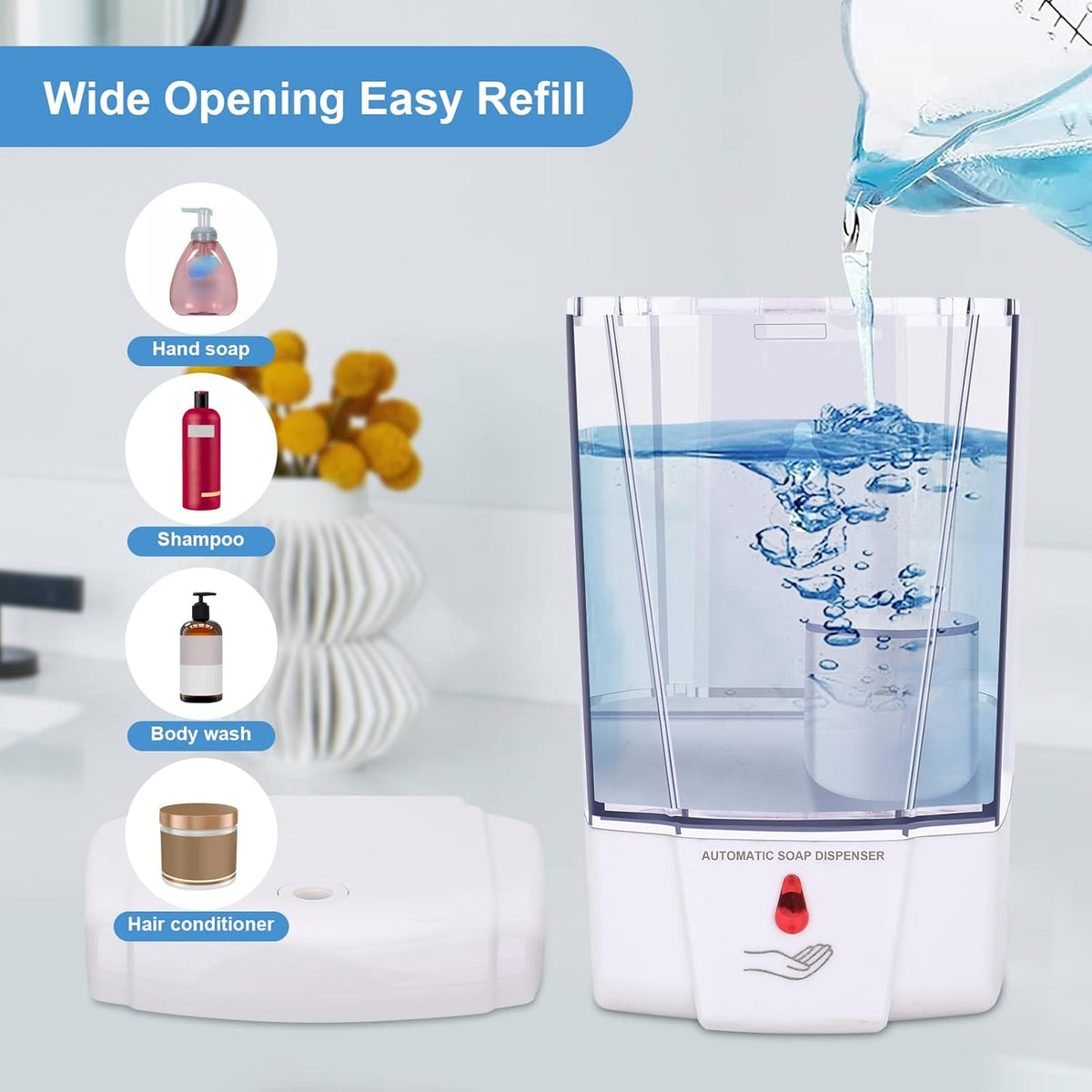Automatic Soap Dispenser Wall Mounted: 700ml/23.7oz Commercial Hand Soap Dispenser Wall Mount