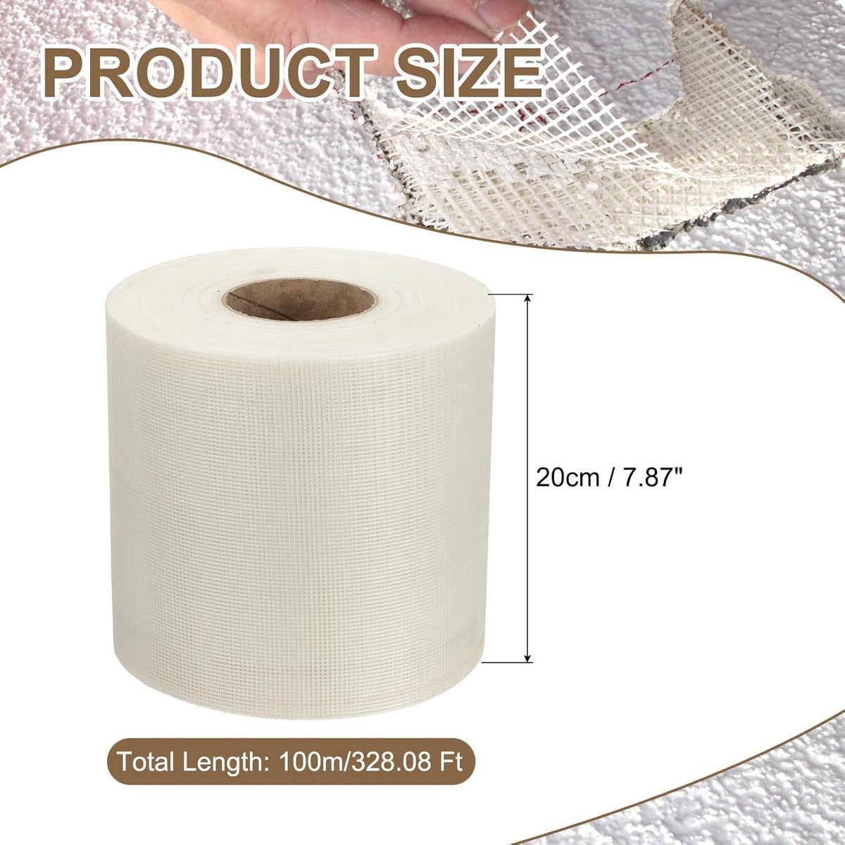 PATIKIL Drywall Repair Mesh Tape, 8 inch x 328 ft Fiberglass Repair Patch Self-Adhesive Dry Wall