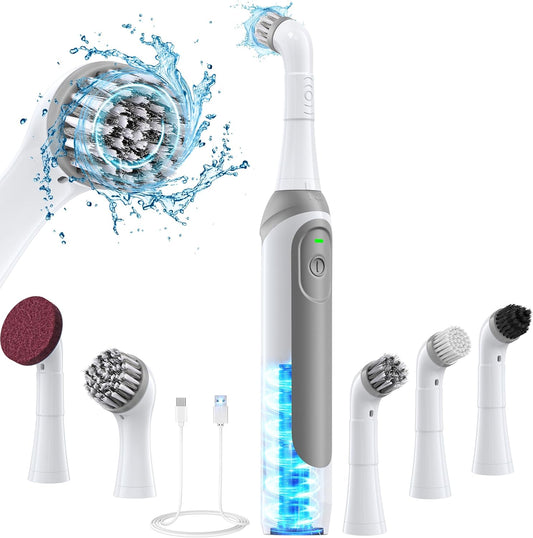kHelfer Rechargeable Electric Grout Brush with Built-in Battery, Upgraded KH6A Stainless Steel Wire