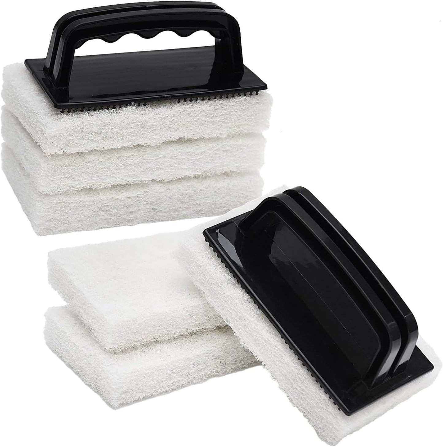 YoleShy Handled Scrubber Set, Non-Scratch Bathroom Scrubbing Pads, Bathtub Scrubber with Handle