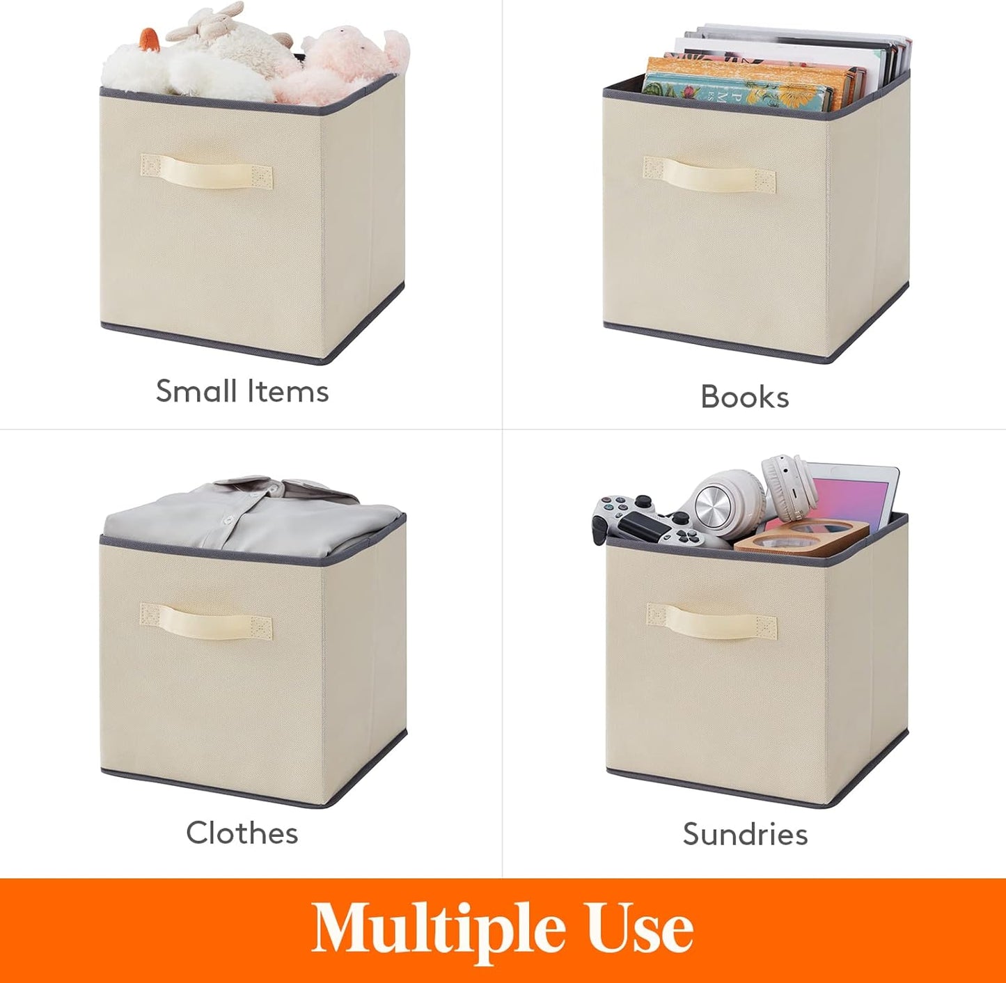 Lifewit Collapsible Fabric Storage Cubes Bins Set 11 Inch, Foldable Cubby Organizers Boxes, 6 Pack