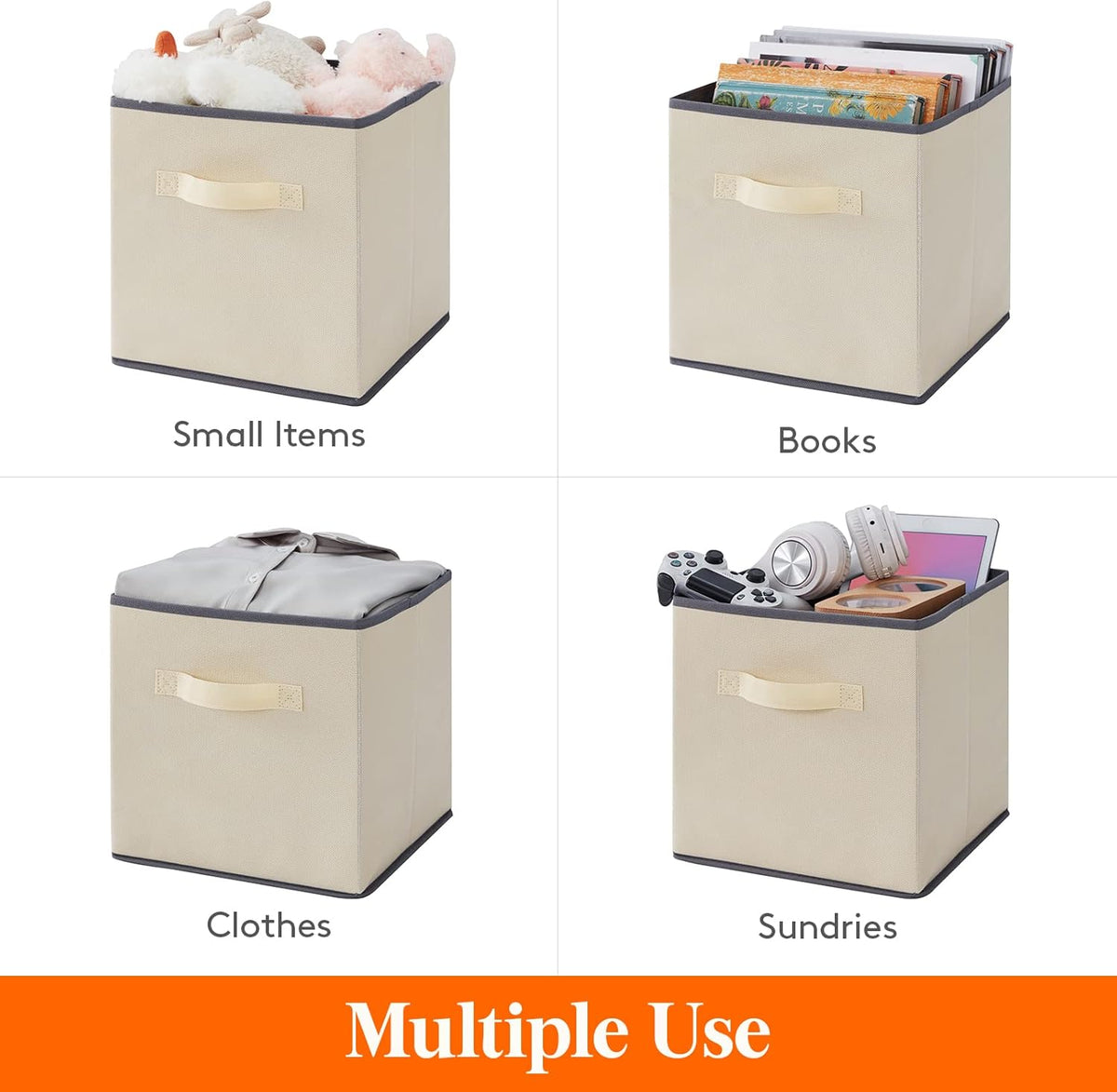 Lifewit Collapsible Fabric Storage Cubes Bins Set 11 Inch, Foldable Cubby Organizers Boxes, 6 Pack