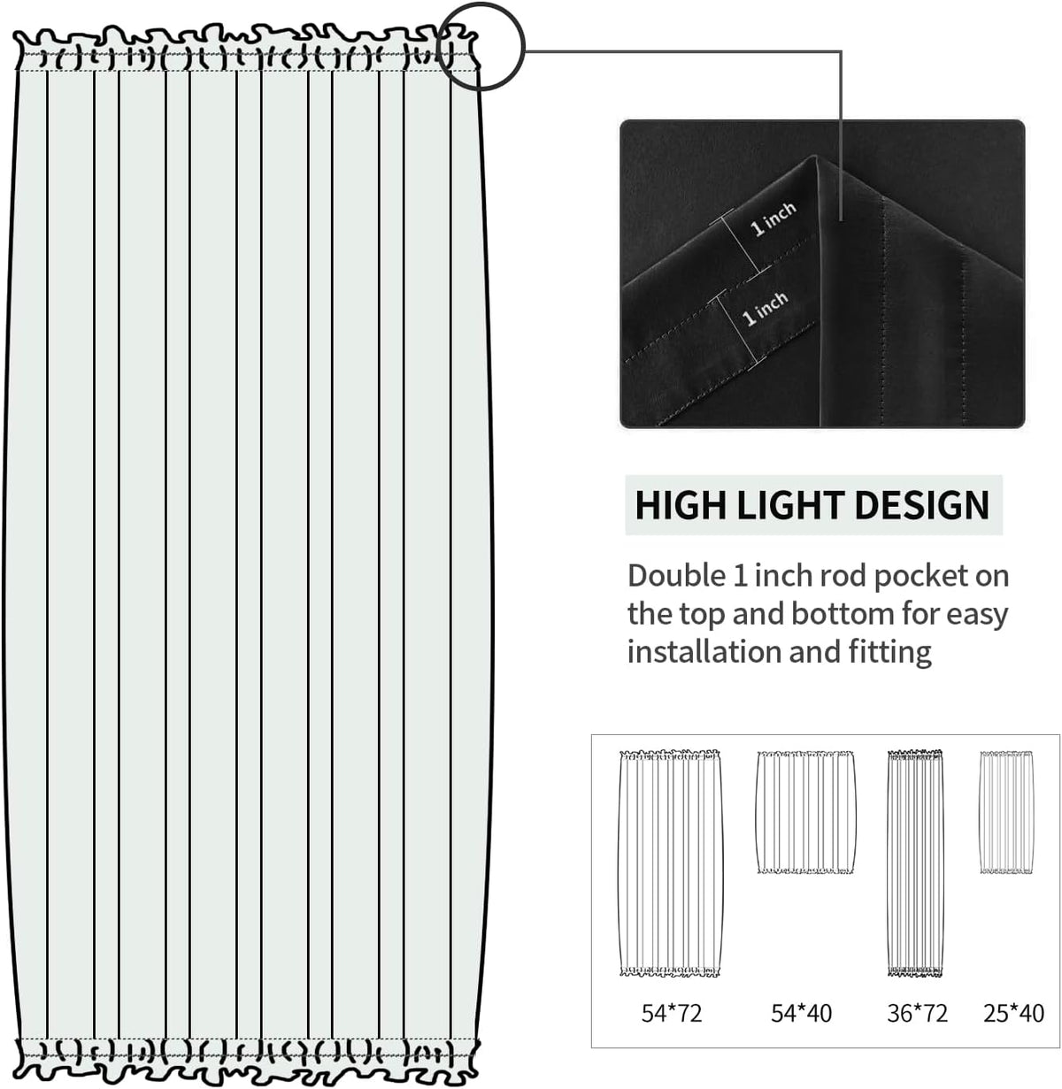 DWCN French Door Curtains – Rod Pocket Thermal Blackout Curtain for Doors with Glass Window
