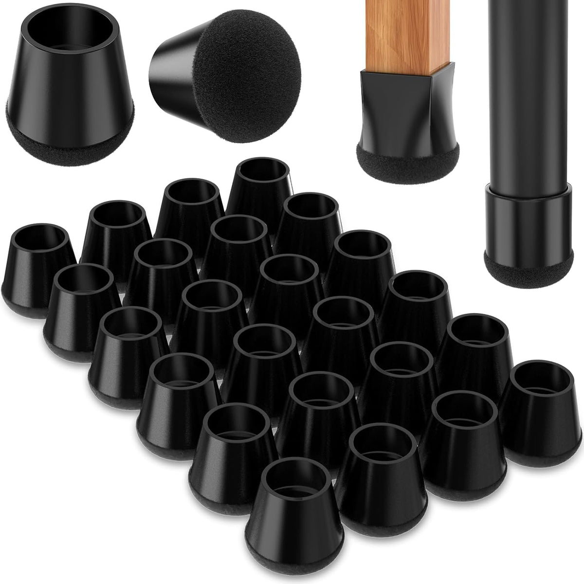 Chair Leg Floor Protectors Small 24Pcs,Silicone Chair Leg Protectors for Hardwood