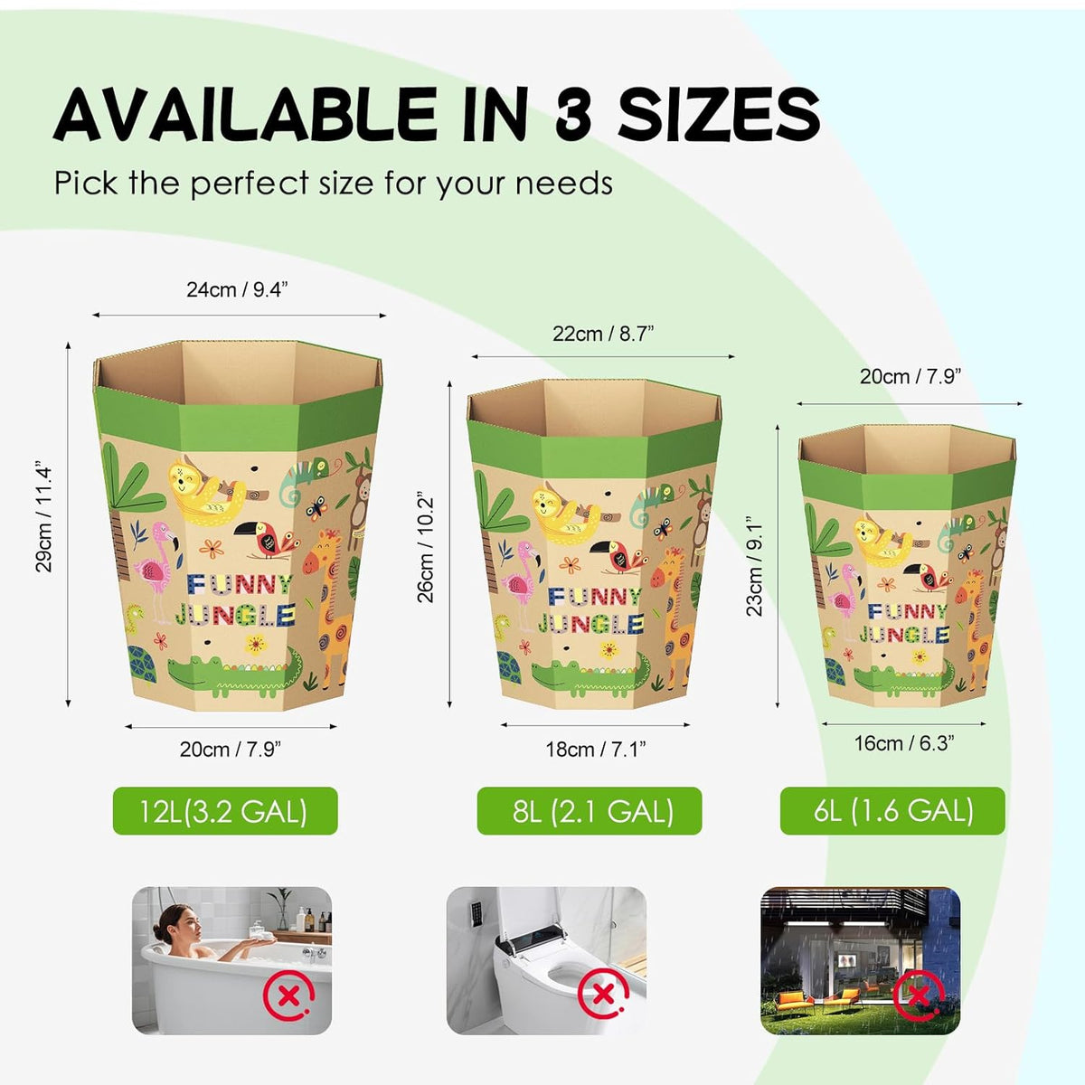 6-Pack Cardboard Trash Can – Foldable, Recyclable, Plastic-Free & Reusable Small Waste Paper Basket