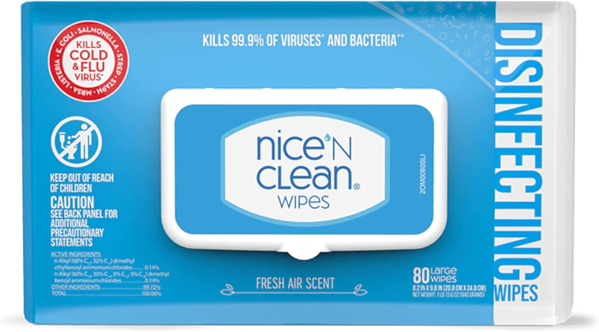 Nice 'N Clean Disinfecting Surface Wipes 80ct | Cleans & Disinfects Home & Kitchen Surfaces | Fresh