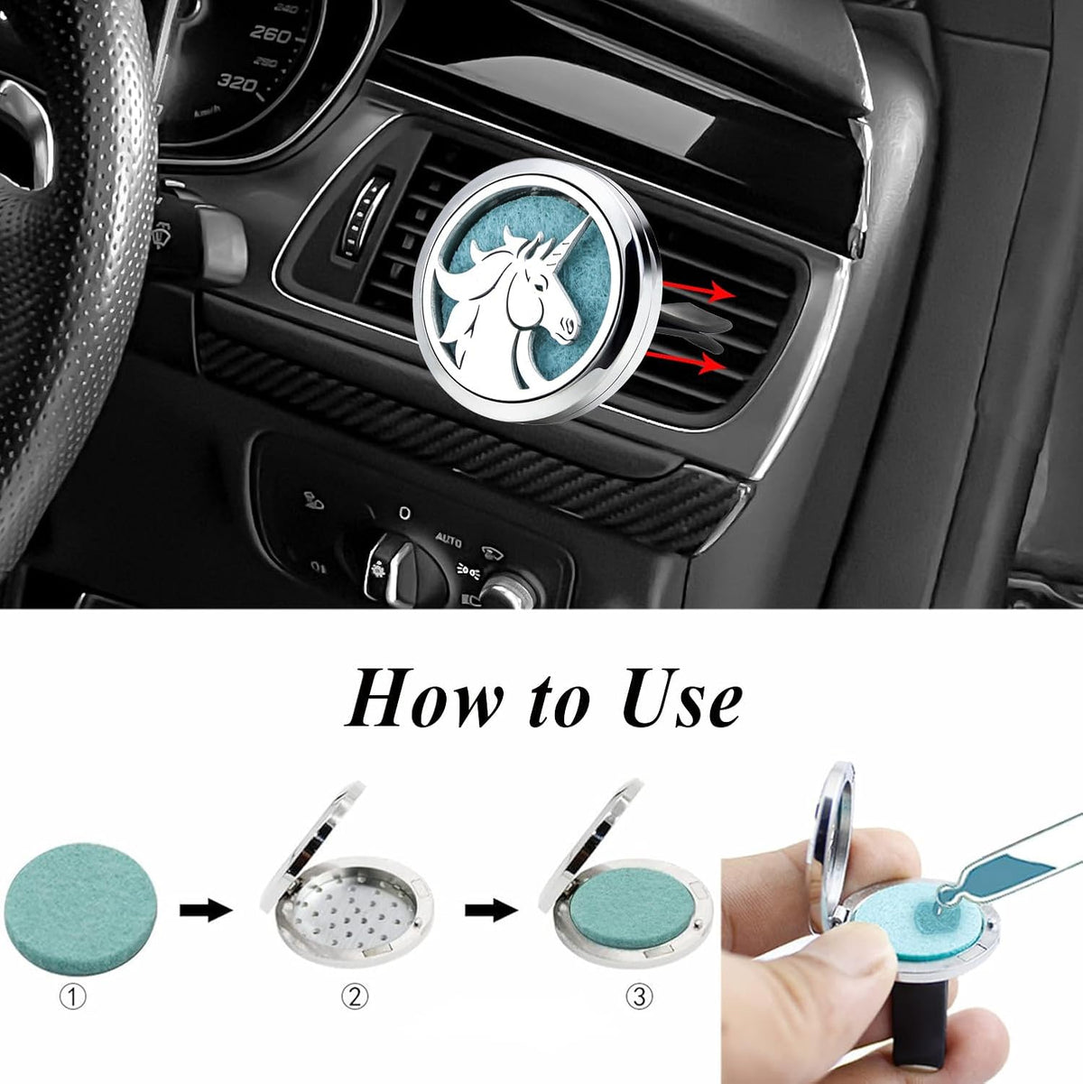 30mm Car Essential Oil Diffuser Vent Clip Air Freshener Vent Clips Aromatherapy with 10 Felt Pads