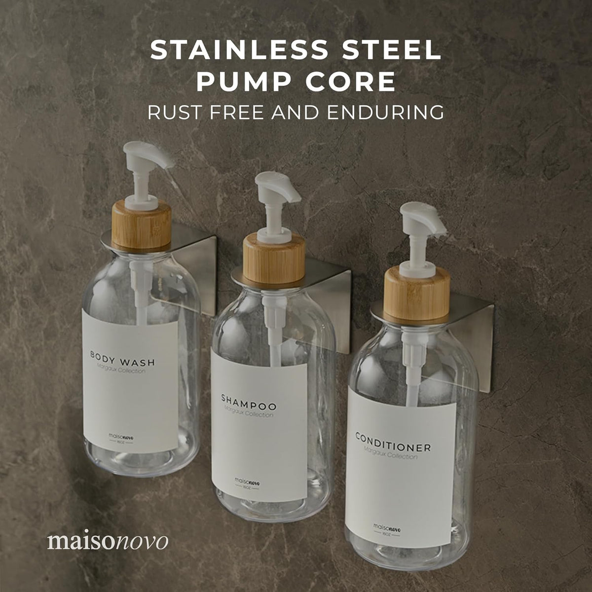 MaisoNovo Shampoo and Conditioner Dispenser - Shower Soap Dispenser Wall Mounted - 16.9 fl oz Set
