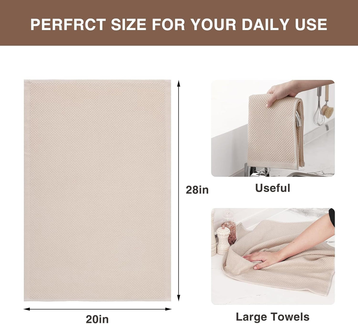 Homaxy 100% Cotton Oversized Waffle Weave Kitchen Dish Towels, Ultra Soft Absorbent Quick Drying