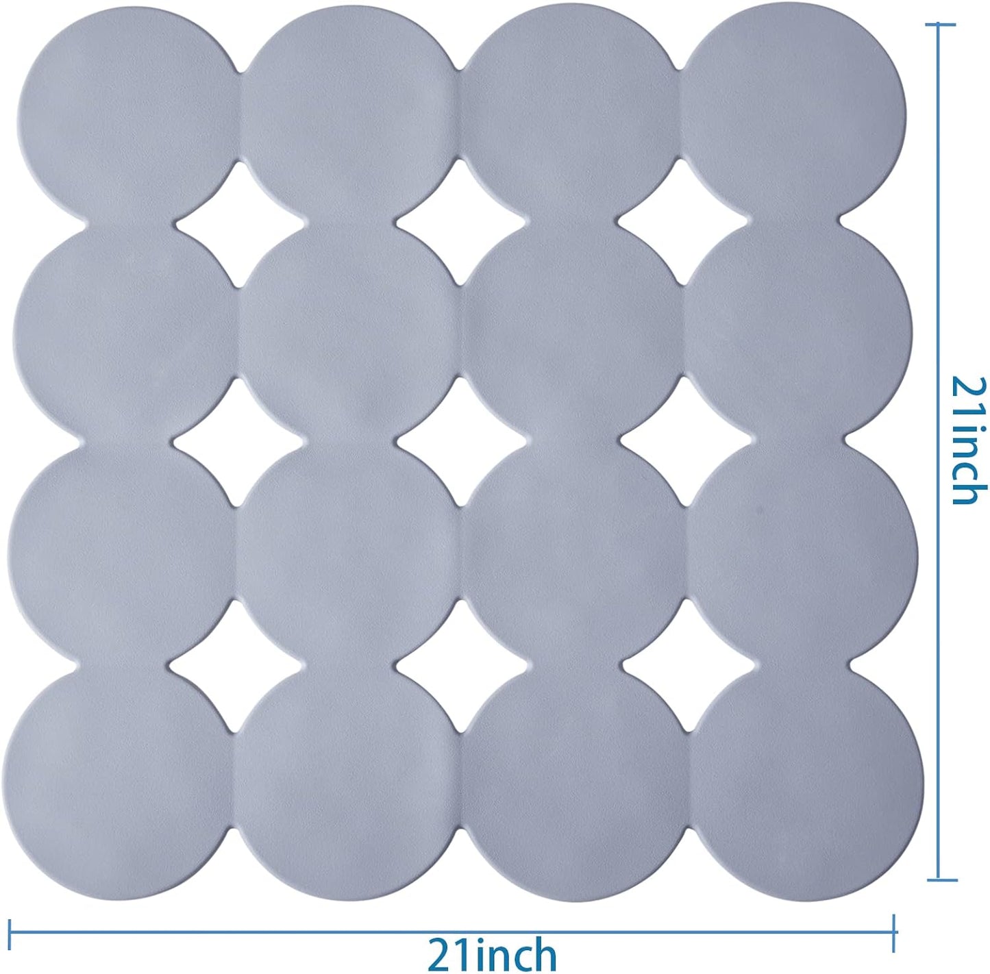 Square Shower Mat Nonslip - 2PCS Rubber Bathtub Mat with Suction Cups for Inside Shower Bathroom