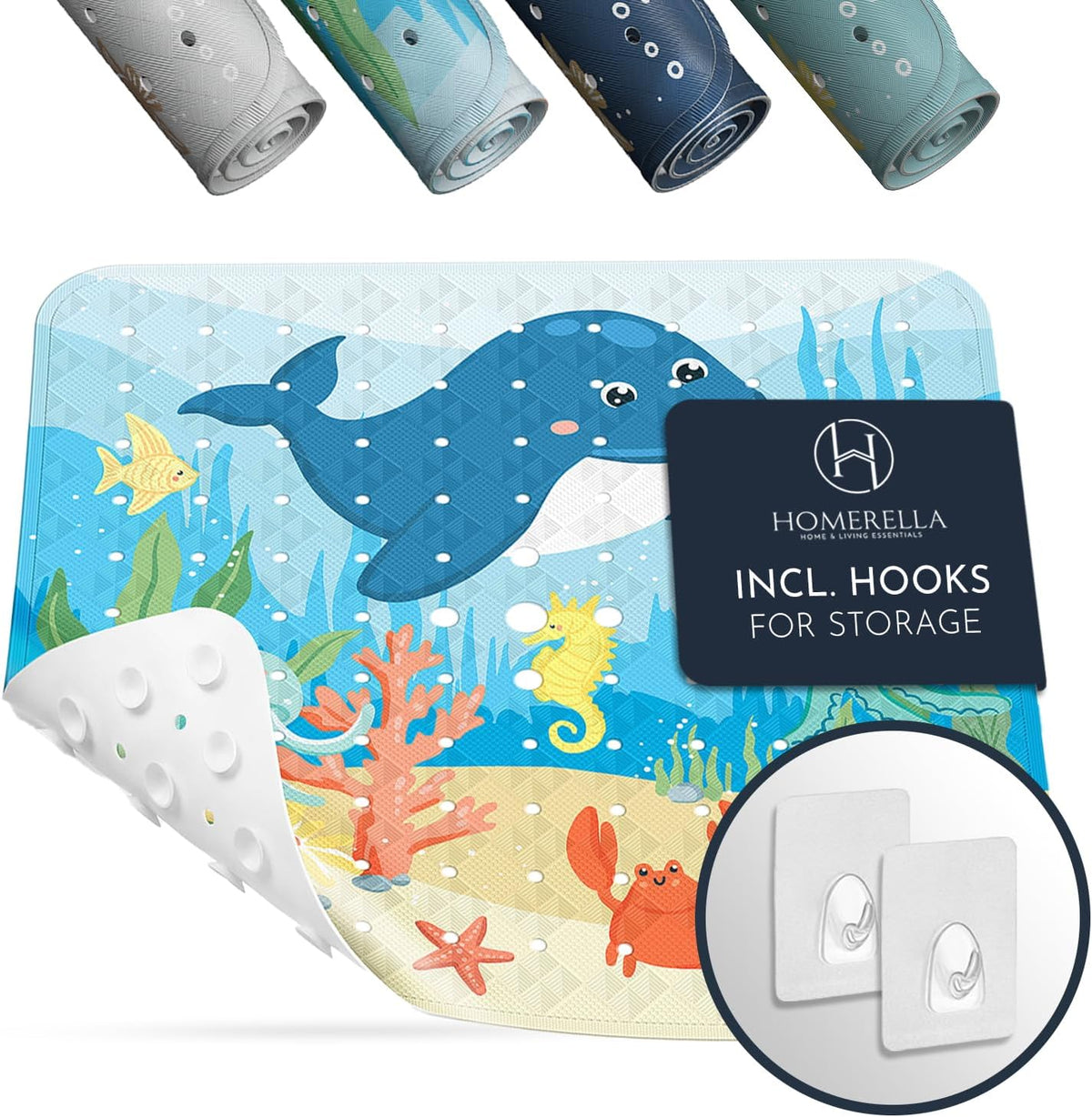 Homerella Anti Slip Shower Mat | Anti Mold Non Slip Bathtub Mat for Inside Shower | Square Floor