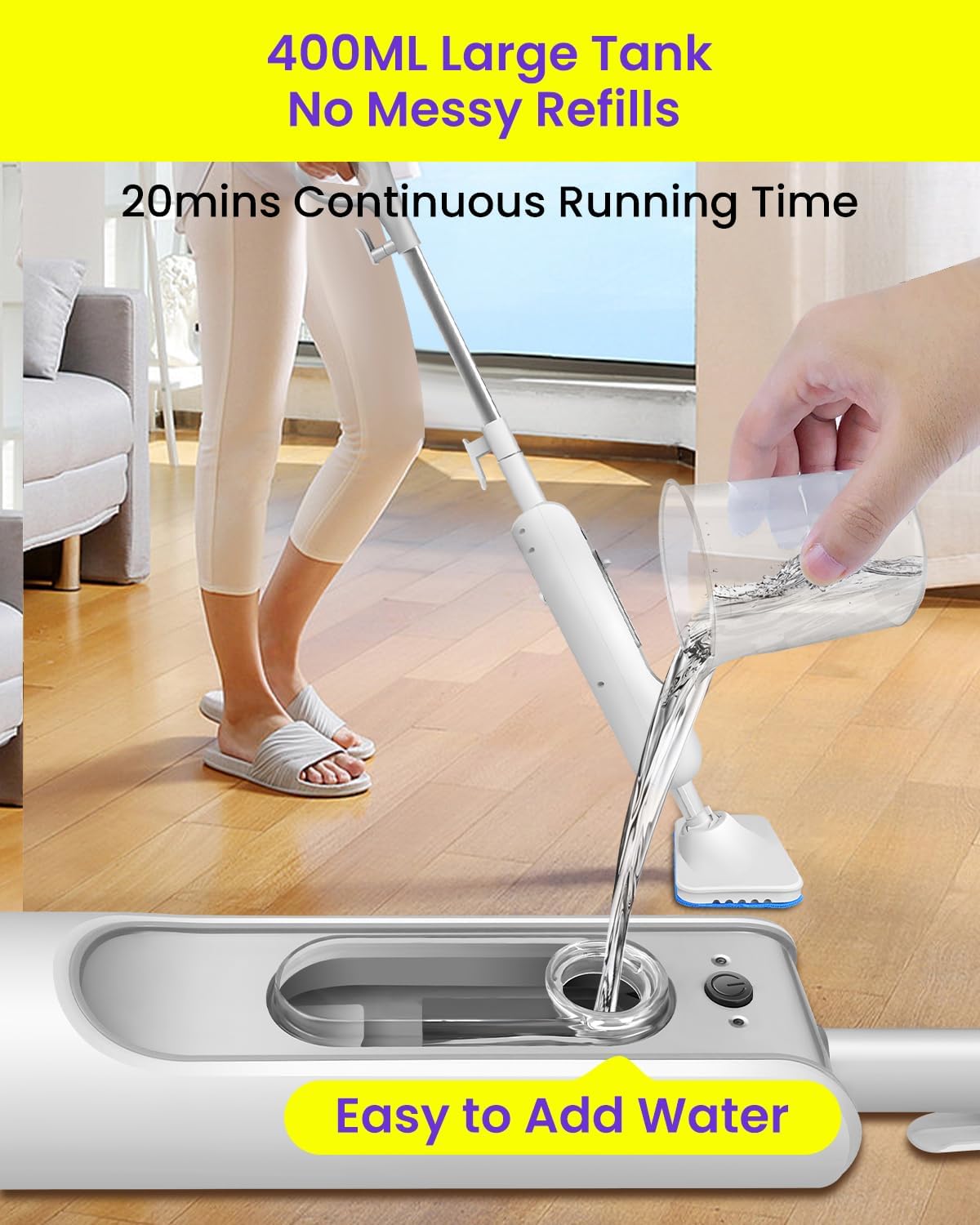 Steam Mop for Floor Cleaning, Effortless Ergonomic Design Floor Steamer for Hardwood and Tile