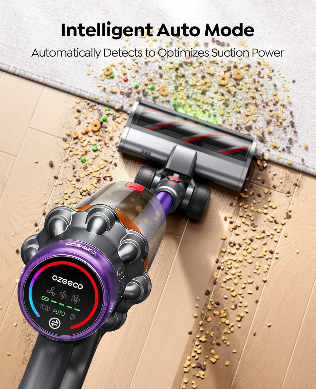 Cordless Vacuum Cleaner, 600W/50KPA/65Mins(ECO Mode) Vacuum Cleaners for Home, Self-Standing Stick