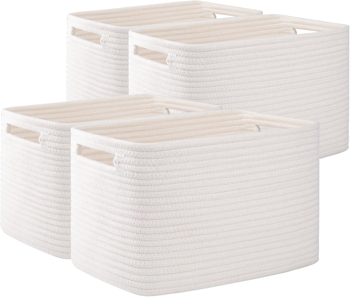 OIAHOMY 4 Pack Storage Baskets for Organizing, Cube Storage Bins for Shelves, Rectangle Storage