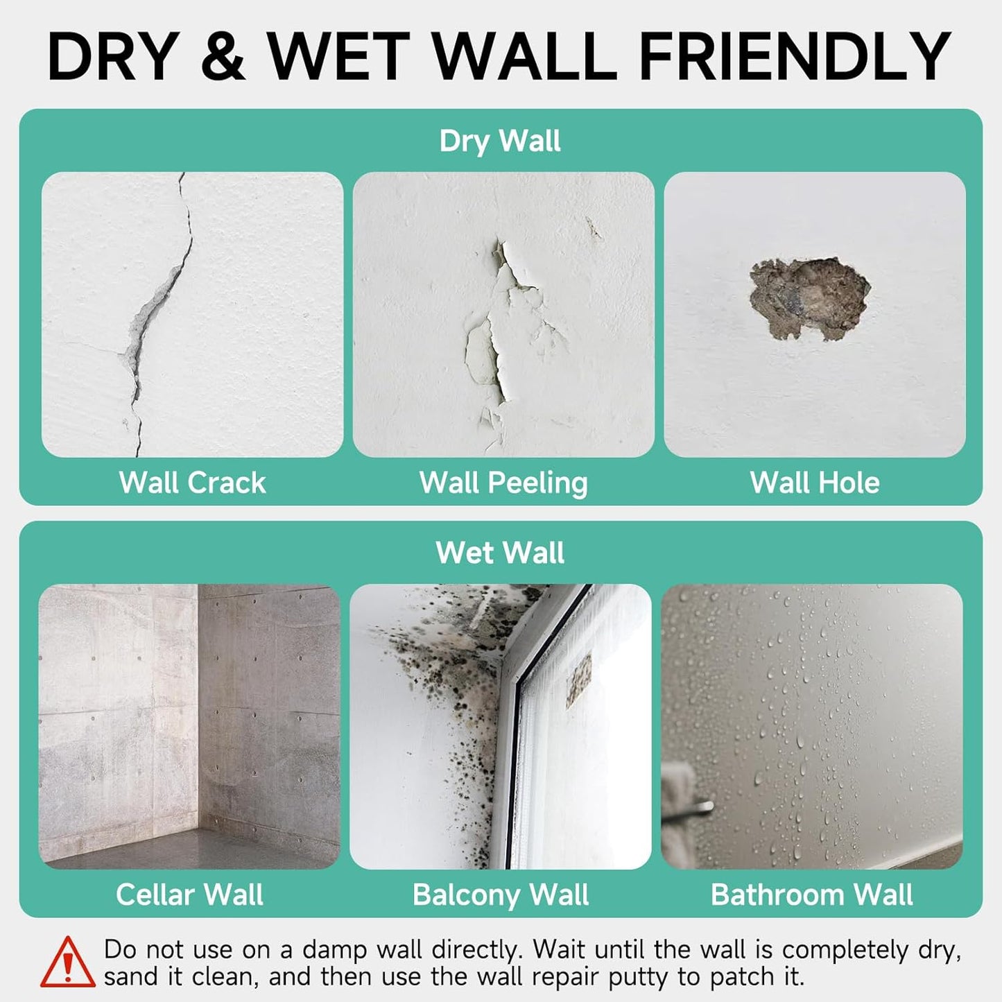 Drywall Repair Kit - 32 OZ Wall Spackle Paste with Self Adhesive Metal Patch, Dryall Repair Patch