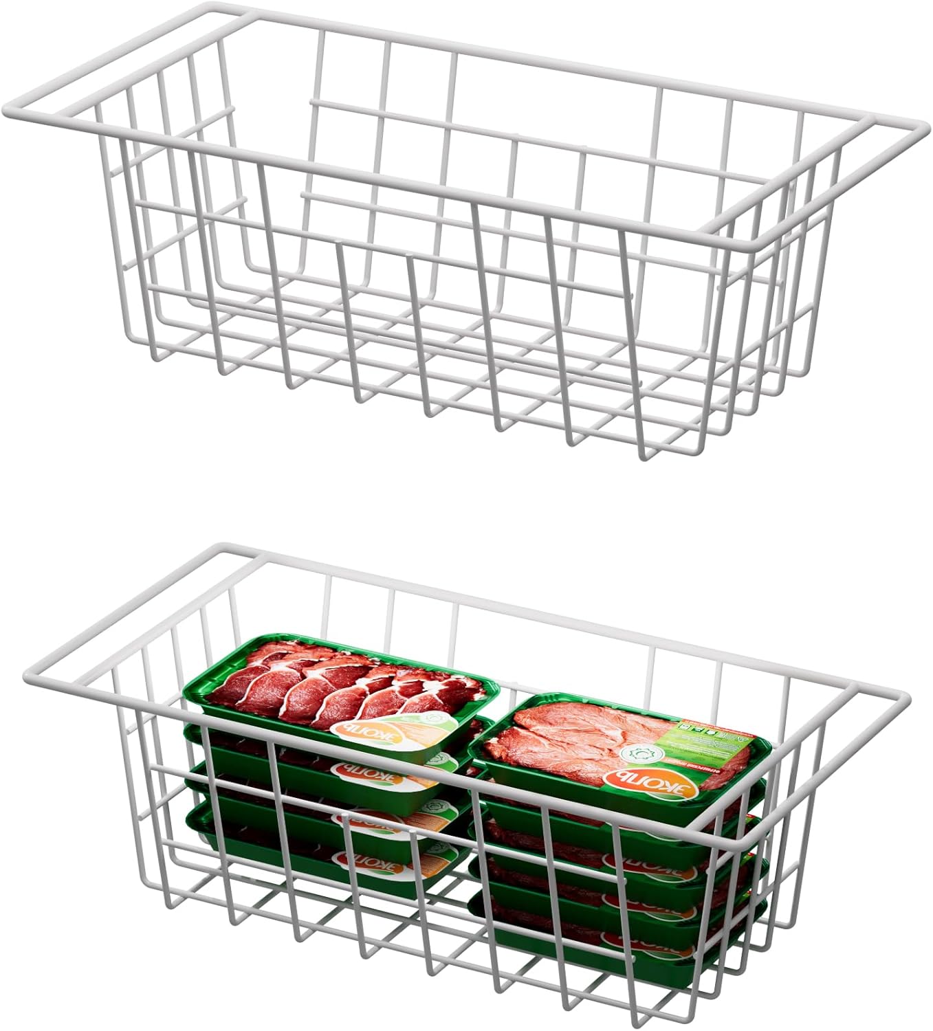 SANNO 17.5in Chest Freezer Basket,Freezer Organizer Bins, Sturdy Metal Wire Freezer Organizer for