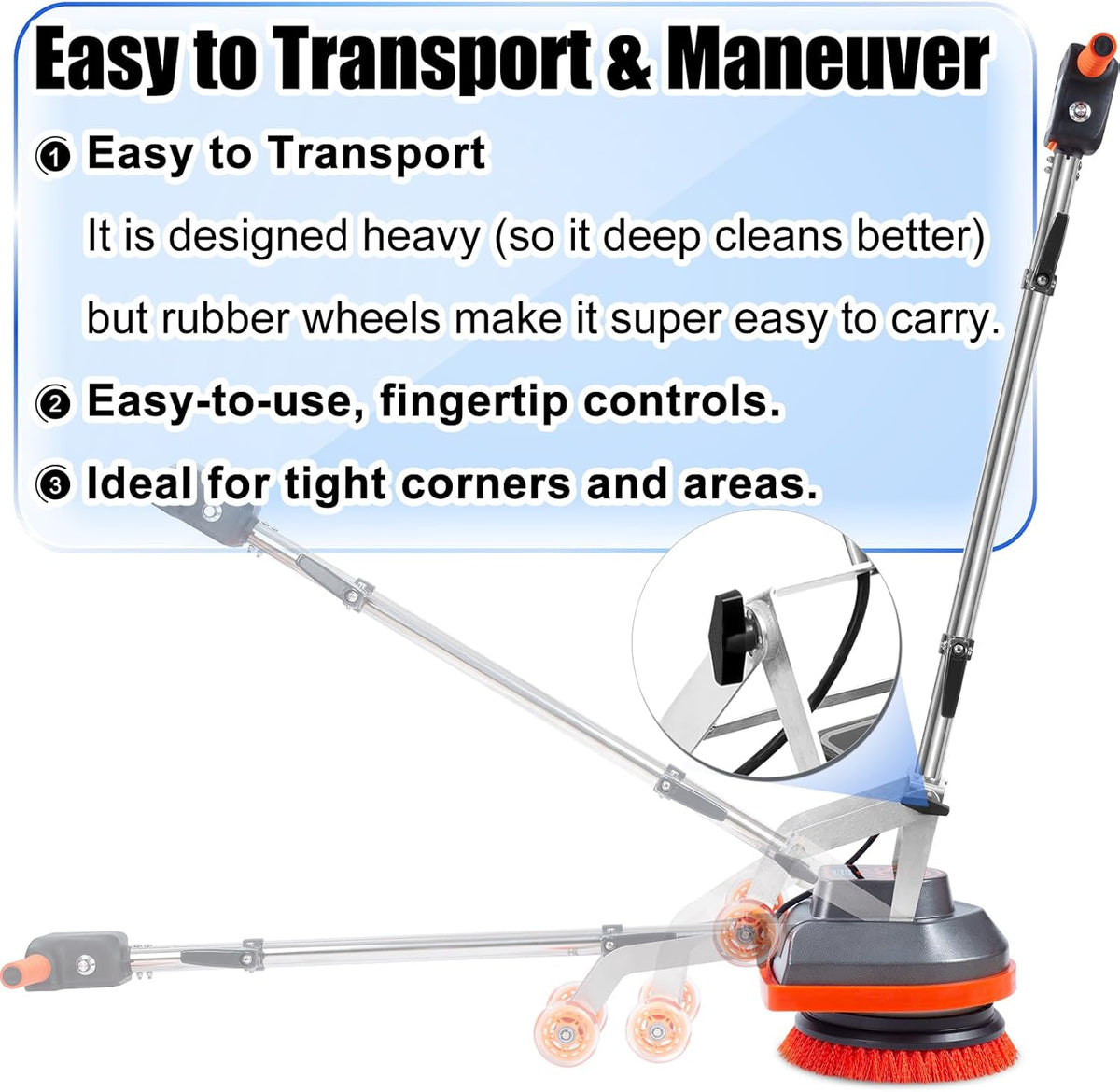 Commercial Floor Scrubber Machine, 13" Heavy Duty Orbital Floor Cleaner Buffer and Polisher- Deep