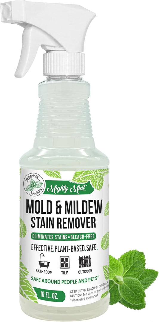 Mighty Mint Mold & Mildew Stain Remover Spray, Rapid Clean for Bathroom, Kitchen, Hard Water