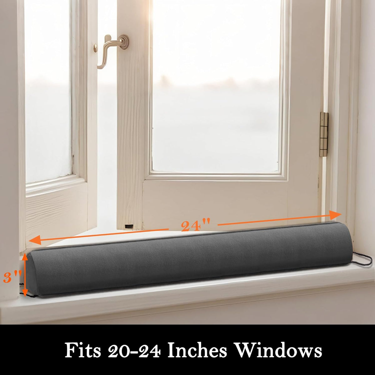 Sunolga 24" Door Draft Stopper Blocks Hot and Cold Air with Removable Washable Cover for Gaps Up to