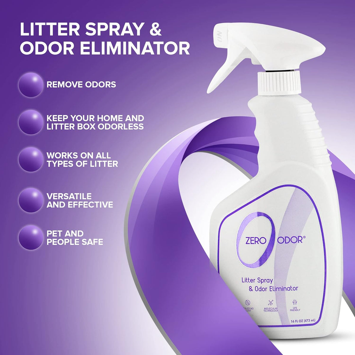 Zero Odor – Litter Odor Eliminator - Permanently Eliminate Litter Odors with Best Patented