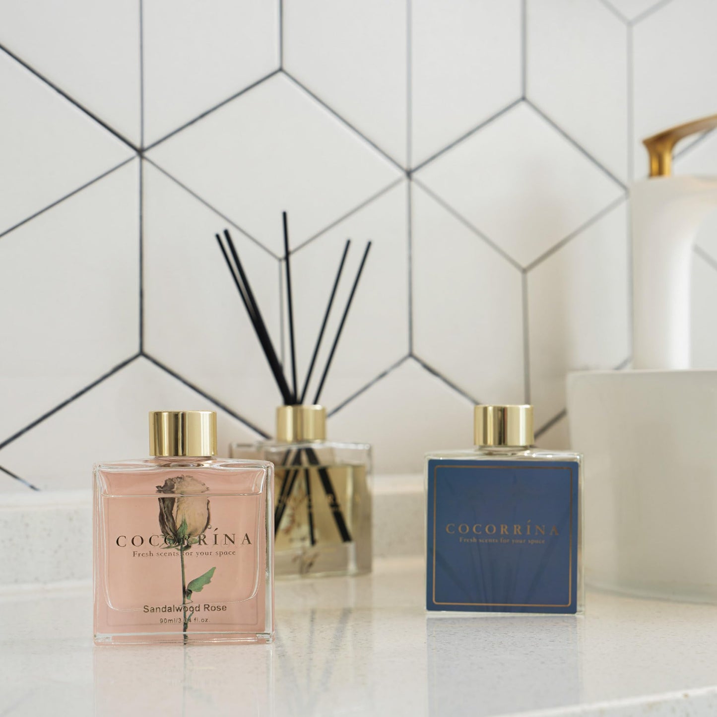 COCORRÍNA Reed Diffuser Set of 3-3 Pack/ 3.04 Fl.oz Diffuser with 24 Sticks Cashmere