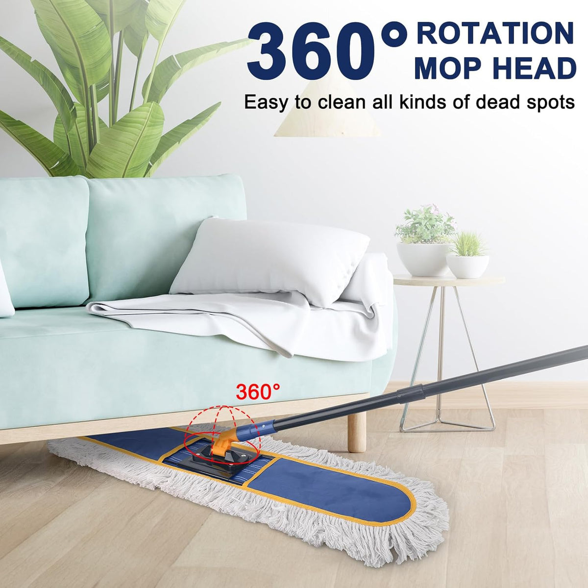 24" Commercial Dust Mop for Floor Cleaning,Heavy Duty Floor Duster with 2 Cotton Reusable Mop