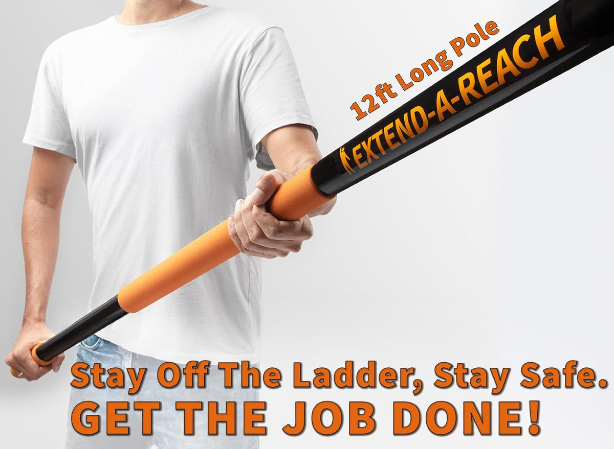 Ceiling Fan Blade Duster Cleaner with 4-14 ft Extension Pole (20ft Reach) // Flexible Fan Cleaner