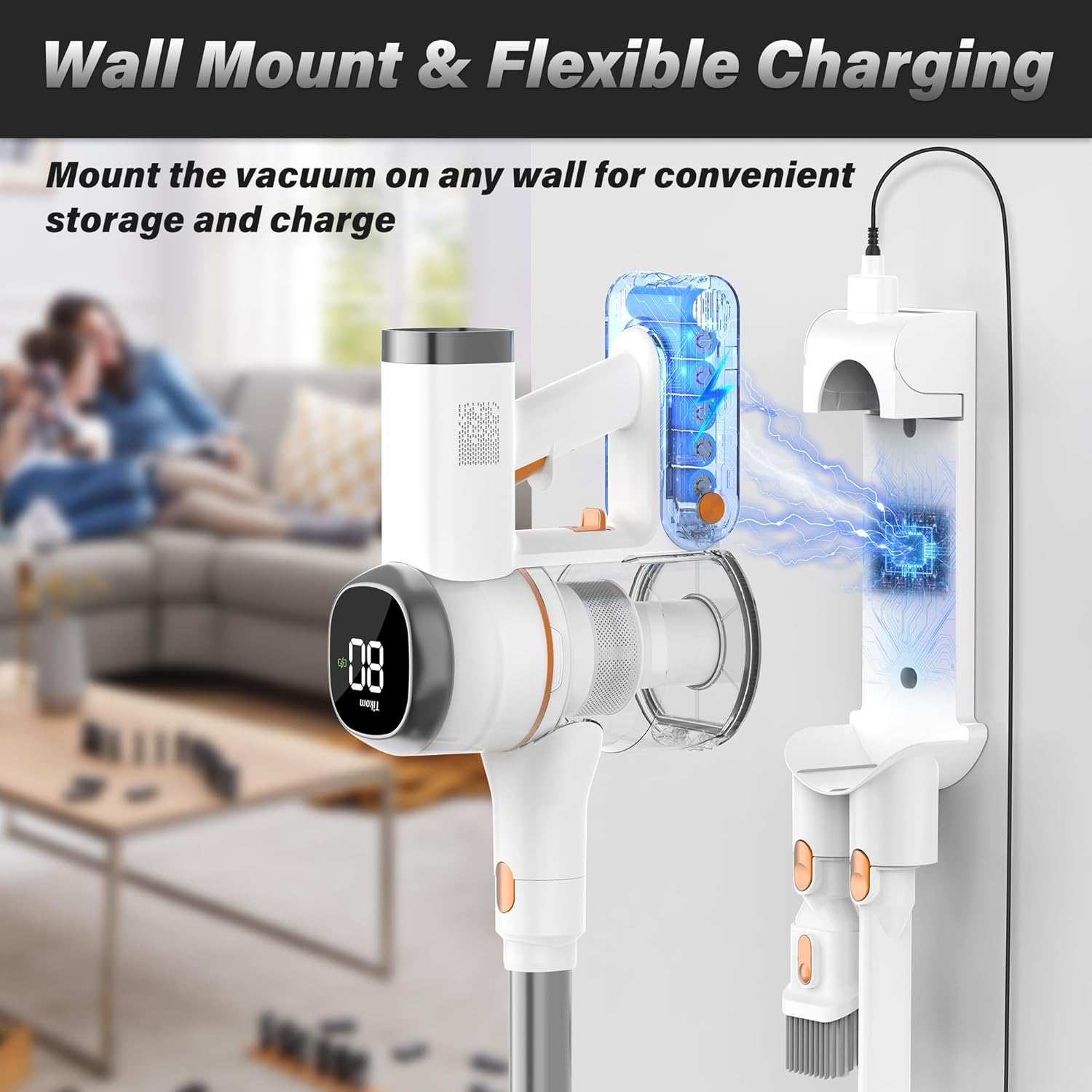 Tikom V500 Cordless Vacuum Cleaner for Home, 40000Pa/450W Stick Vacuum with LED Touch Screen