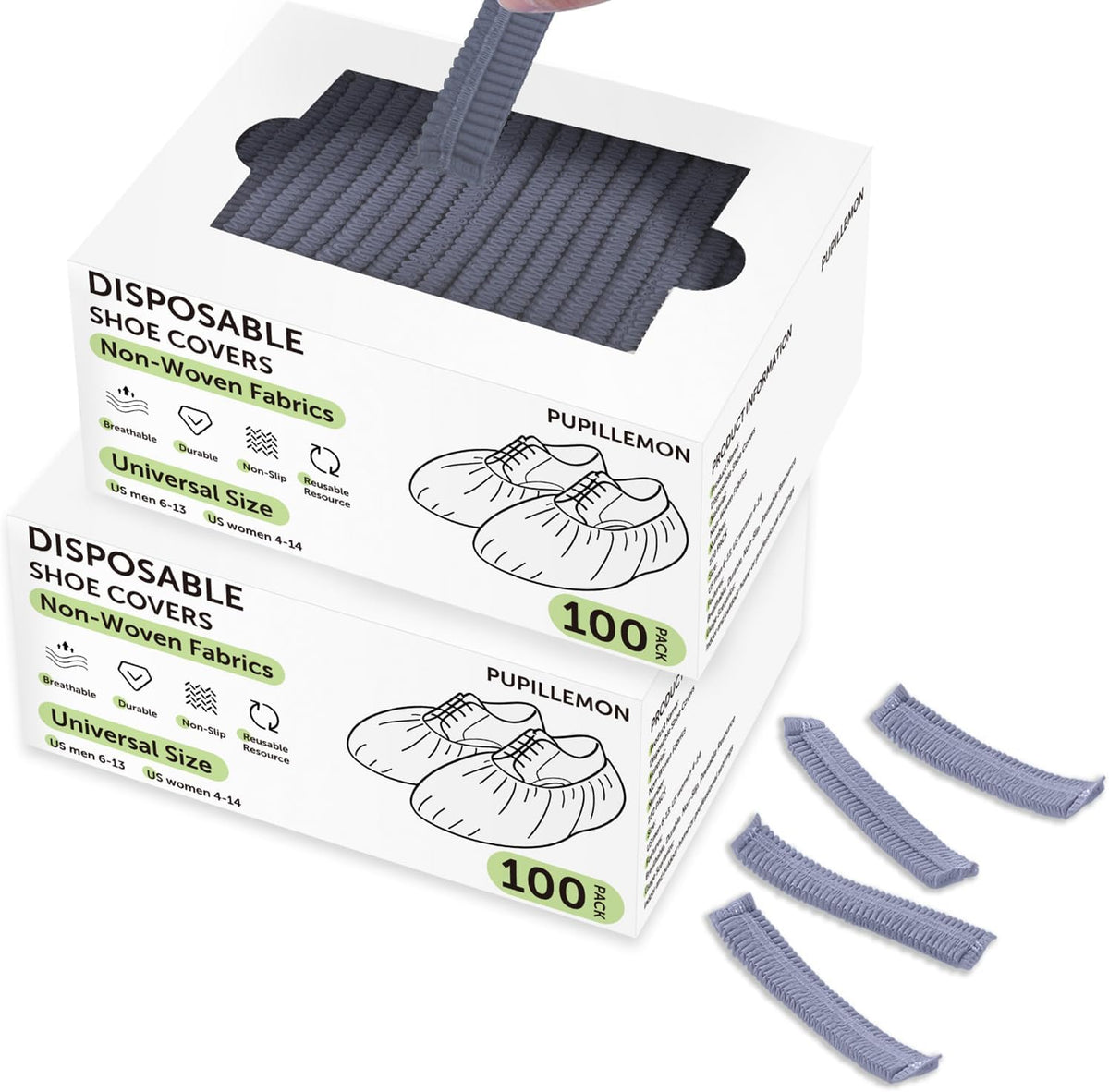 200Pcs(100 Pairs) Non-Woven Shoe Covers Disposable Non Slip for Indoors, Breathable | Durable |