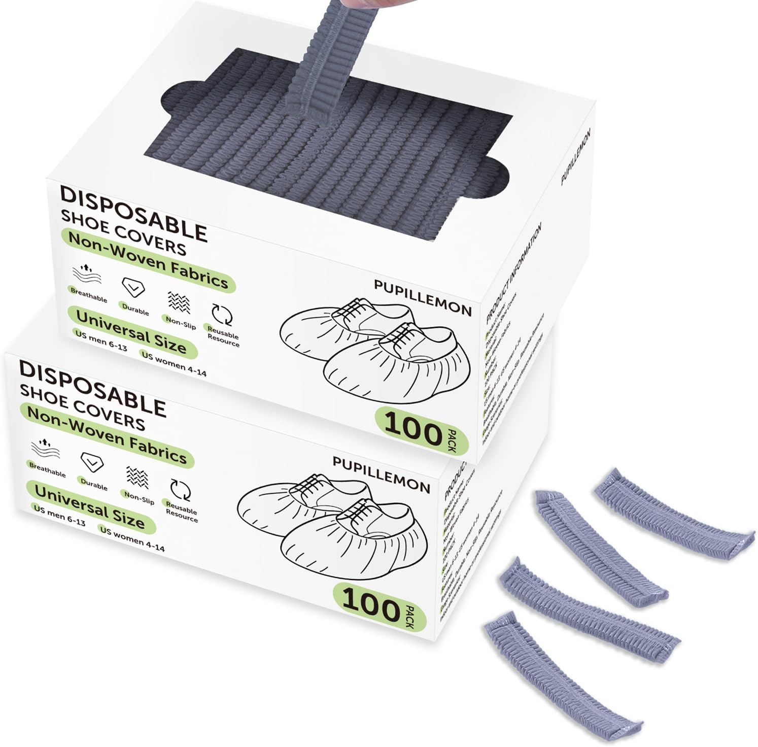 200Pcs(100 Pairs) Non-Woven Shoe Covers Disposable Non Slip for Indoors, Breathable | Durable |