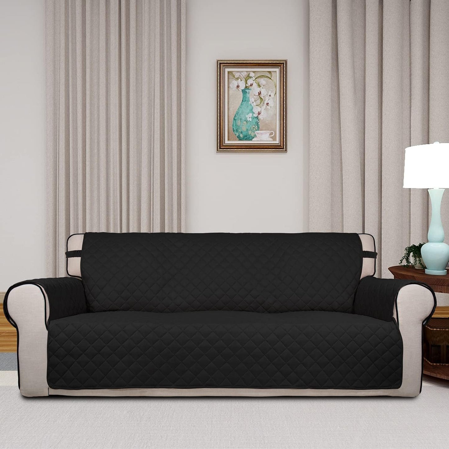 PureFit Reversible Quilted Sofa Cover, Water Resistant Slipcover Furniture Protector, Washable